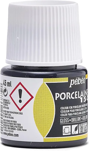 Vista 10 de Pebeo Porcelaine 150 - Pintura para porcelana de alto brillo a base de agua, botella de 45 ml - Negro abismo