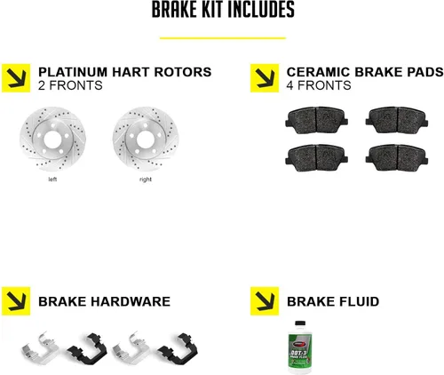 Vista 2 de Hart Brakes Rotores de freno delantero, pastillas de freno de cerámica ranuradas, plateadas, compatibles con Jaguar Vanden Plas 1990-1997, XJ12, XJ6