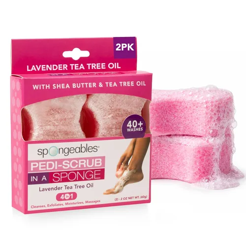 Vista 34 de Spongeables Pedi Scrub Foot Exfoliating 20+ Wash Sponge, aceite de argán, 2