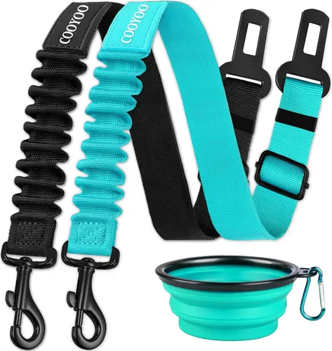 Vista 10 de COOYOO cinturón de seguridad retráctil y ajustable para perro, juego de 3 piezas, cinturón de nailon para vehículo, para que tu mascota esté segura