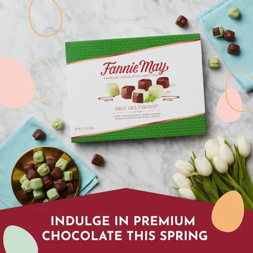 Vista 5 de Fannie May, caramelo de chocolate con leche, meltaways de menta, caja de regalo, 11.5 onzas