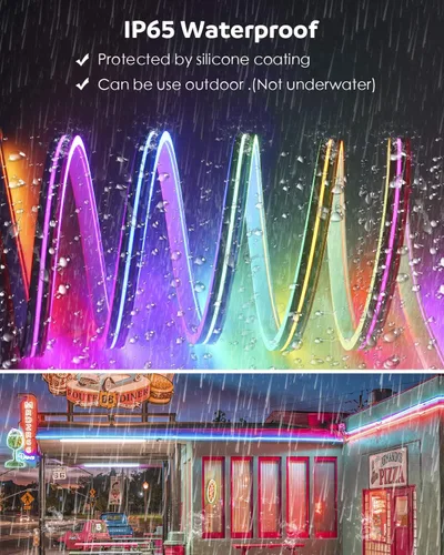 Vista 4 de Aclorol Tira de luces LED de neón de 16.4 pies, tira de luces LED direccionables, luz de píxeles flexibles, color de ensueño, arco iris, WS2811