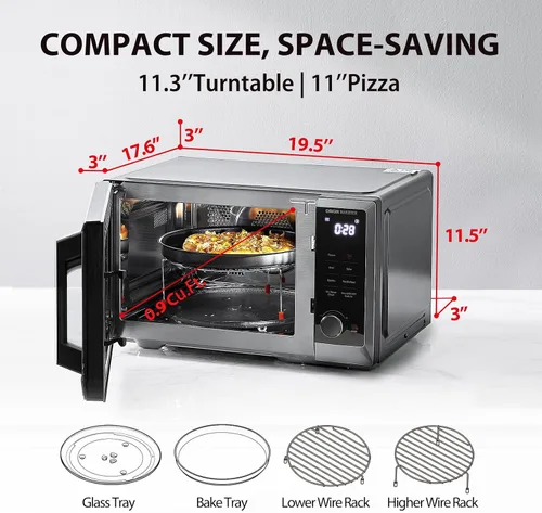 Vista 7 de TOSHIBA Combo de freidora de aire con horno de microondas inversor para encimera, serie MASTER, asado, convección, combinación rápida, incluso