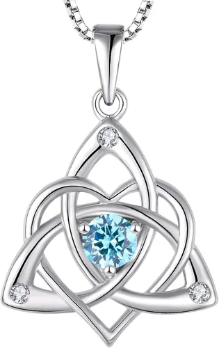 Vista 7 de STARCHENIE Celtic Knot Necklace for Women 925 Sterling Silver Trinity Love Knot Pendant Birthstones Jewelry 38-Ópalo-Oct