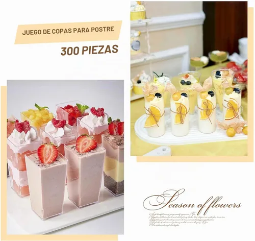 Vista 4 de mwellewm 150 paquetes de mini tazas de postre con cucharas, tazas de postre de plástico transparente de 3oz para postres tipo parfait para fiestas