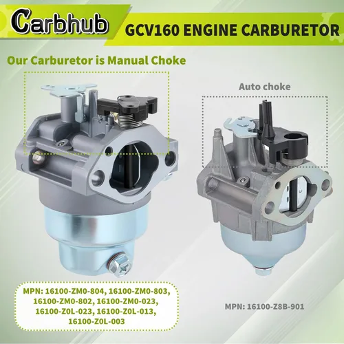 Vista 3 de Carbhub Carburador GCV160 para Honda GCV160 GCV160A GCV160LA GCV160LE HRB216 HRS216 HRT216 HRZ216 Reemplaza 16100-ZM0-804 16100-ZM0-802
