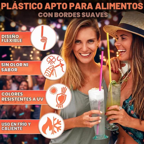 Vista 3 de 200 popotes extra largos desechables, 19.5 pulgadas flexibles para tazas