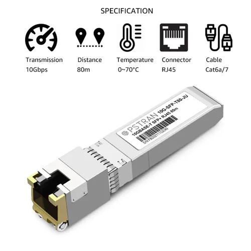Vista 72 de Módulo transceptor de cobre 10GBASE-T SFP+ RJ45 compatible con Arista SFP-10GE-T 10G SFP+ 98.4 ft Cat6a/7 Para Arista