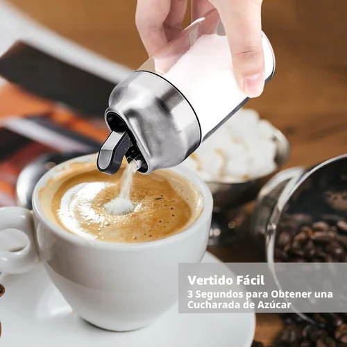Vista 2 de Aelga Dispensador de azúcar de vidrio con boquilla de vertido, vertedor pesado, accesorios de barra de café para café, té y hornear