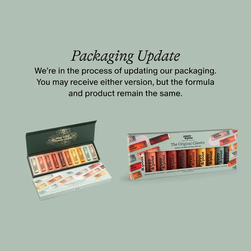 Vista 2 de Paquete de 10 unidades + caja de regalo, bálsamo labial Poppy & Pout 100% natural, tubo de cartón, rellenado a mano, cera de abejas, vitamina E