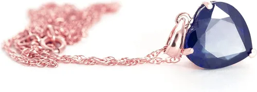 Vista 4 de Galaxy Gold GG Collar de oro rosa macizo de 14 quilates de 4,3 quilates con forma de corazón natural zafiro de 0.394in
