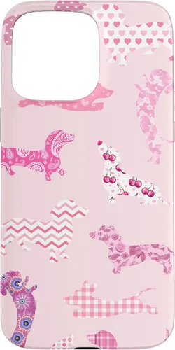 Vista 29 de Funda para iPhone 11 rosa boho Dachshund Doxie