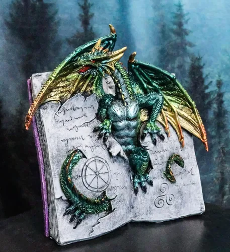 Vista 2 de Ebros Gift World of Wizardry and Hechicería Lanzador de hechizos Fantasía Dragón de Bibliografía Emergente de Hechizos Libro con Runas Mágicas Drake