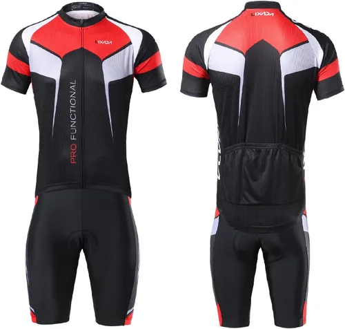 Vista 8 de Lixada Camiseta de ciclismo para hombre de manga corta con pantalones cortos acolchados de secado rápido para verano, ropa corta para bicicleta