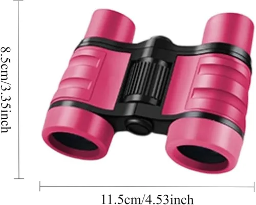 Vista 2 de Prismáticos 4 x 30 con mango antideslizante, a prueba de golpes, para aprendizaje, caza, senderismo, color rosa Rosado