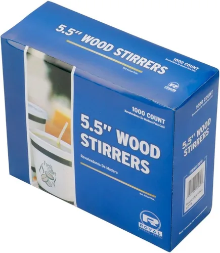 Vista 7 de Royal 1000 agitadores de madera para bebidas de café, 5.5 pulgadas