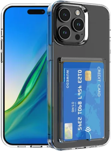 Vista 15 de 【Actualización】 Funda tipo cartera transparente para iPhone 13, antiamarilleo, delgada, parachoques de TPU + funda trasera de policarbonato con 2