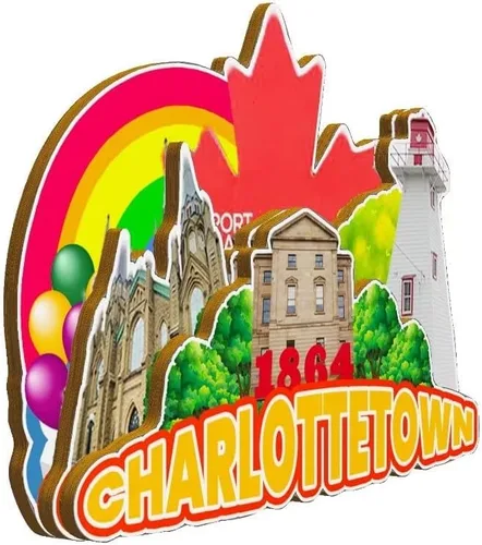 Vista 2 de Charlottetown - Imán de madera para nevera, Isla del Príncipe Eduardo, Canadá, Monumentos 3D, recuerdos coleccionables, decoración hecha a mano -2247