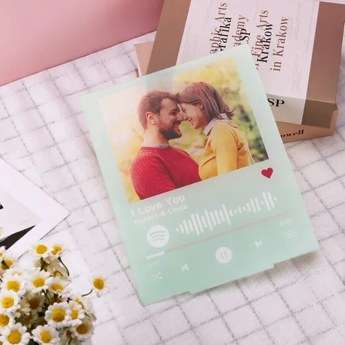 Vista 5 de Placa de Spotify personalizada con soporte acrílico, placa de vidrio Spotify, regalos de cumpleaños para mujeres, canción acrílica personalizada