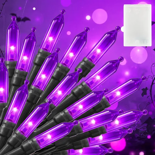 Vista 10 de Luces de Navidad con batería Brightown, 8 pies, 20 luces LED mini con temporizador, luces de árbol de Navidad para dormitorio, interior, exterior