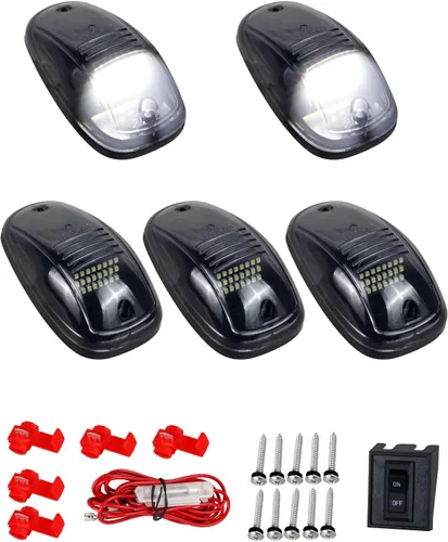 Vista 7 de HERCOO 5 piezas de luces marcadoras de cabina con lente ahumada, luz de techo LED de despeje en la parte superior con arnés de cables, compatible