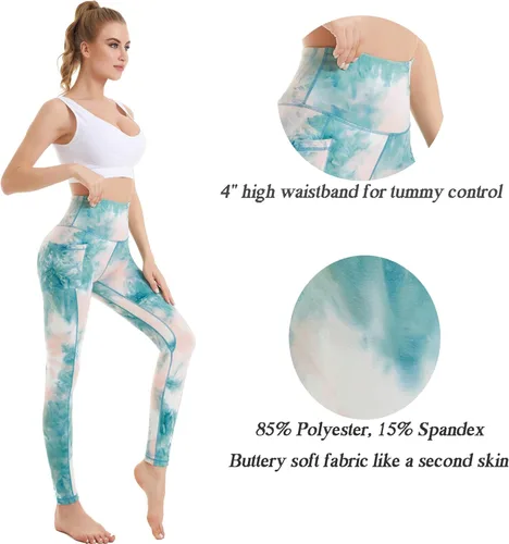 Vista 3 de iniber Pantalones de yoga de cintura alta con bolsillos para mujer, elásticos en 4 direcciones, suaves, para correr, entrenamiento, pantalones