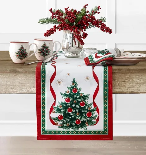 Vista 2 de Elrene Home Fashions Villeroy & Boch Toy's Delight - Camino de mesa navideño, decoración de mesa festiva, 13 pulgadas x 70 pulgadas