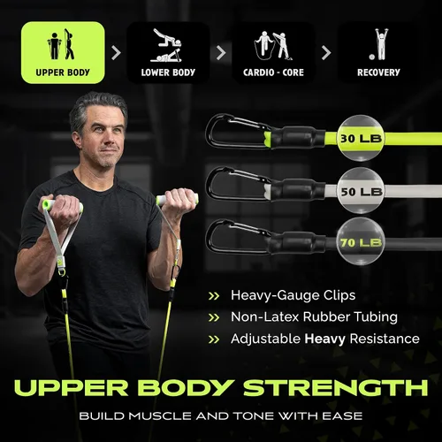 Vista 3 de Rage Fitness Ex Kit 9 en 1 gimnasio en una bolsa – Bandas elásticas, para glúteos y resistencia con asas, anclaje de puerta, viajes, oficina