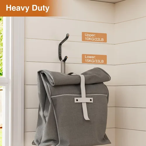 Vista 2 de Paquete de 12 ganchos de pared para colgar abrigos/toallas, colgador de pared para mochila, ropa, sombrero, bolso y puerta, armario, baño