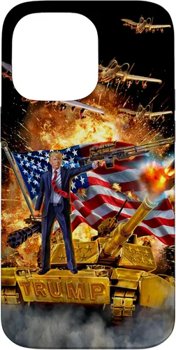 Vista 21 de iPhone 16 Presidente Donald Trump monta una funda dorada