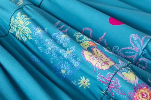 Vista 6 de Ruikajia Encanto Mirabel Vestido Isabela Luisa Disfraz de Madrigals Azul Patchwork 8 años