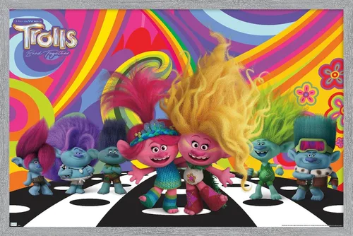 Vista 13 de Trends International Trolls Band Together (2023) - Universe Wall Poster, 22.4L x 14.7W, Barnwood Framed Version