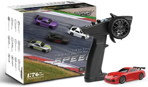 Vista 19 de 1:76 Turbo Racing Scale RC Sport Car, Carreras de mesa Control remoto Mini modelo de coche completo proporcional RTR Kit Juguetes (Baoma mini-rojo)