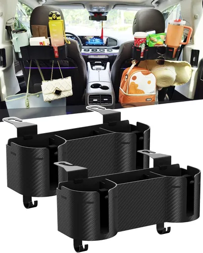 Vista 14 de Soporte para portavasos de asiento trasero de automóvil de 3.7 pulgadas con organizador, organizador de respaldo de asiento 4 en 1 de alta capacidad