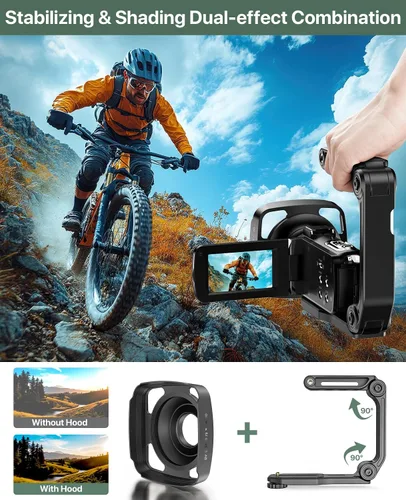 Vista 11 de Videocámara 4K 64MP para vlogging, cámara para YouTube, pantalla táctil de 3.0", zoom digital de 18 aumentos, visión nocturna IR con micrófono