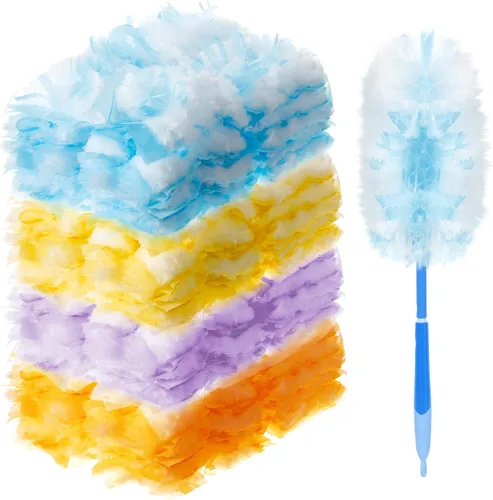 Vista 23 de Vesici 50 piezas de repuesto de plumero compatibles con Swiffer Dusters, repuesto desechable a granel grueso con 1 mango resistente para limpieza