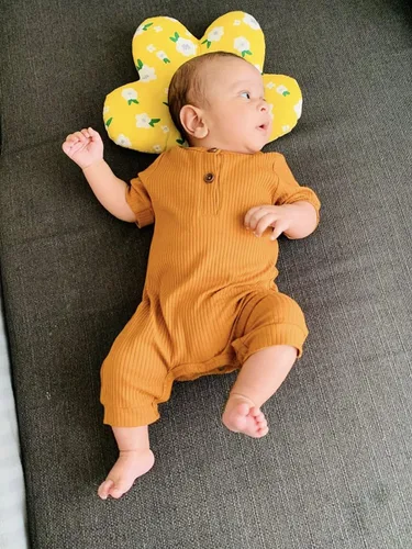 Vista 4 de Conjunto de 2 mamelucos sólidos de manga cortalarga de una pieza para bebé niño y niña