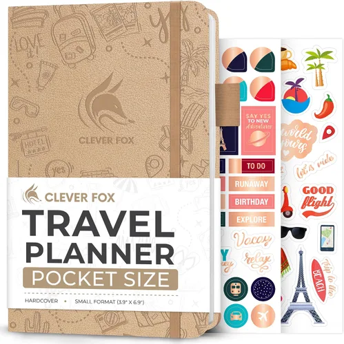 Vista 23 de Clever Fox Bolsillo para diario de viaje, organizador de itinerarios de vacaciones y viajes por carretera, diario de memoria de viaje, cuaderno