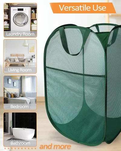 Vista 7 de Cestas plegables duraderas para lavandería, cesta desplegable resistente a desgarros para lavandería, cesta de ropa plegable con asas de transporte