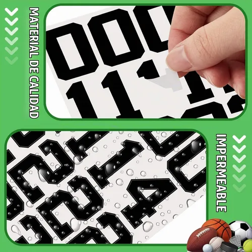 Vista 4 de Epakh 102 piezas de calcomanías de números para cascos deportivos de 1.25 pulgadas de vinilo, calcomanías adhesivas de números para cascos Negro