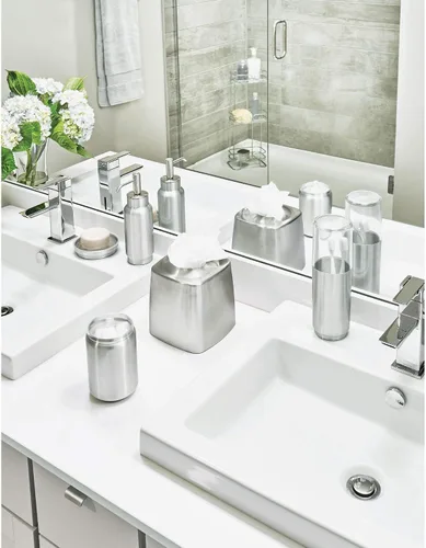 Vista 5 de iDesign Austin - Soporte cubierto de metal para cepillos de dientes, para cepillos regulares y eléctricos en baños de dormitorios universitarios