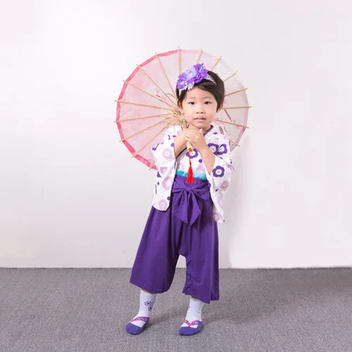 Vista 4 de Mono para bebé kimono japonés mameluco de algodón para niñas disfraz de estilo japonés con 2 pares de calcetines