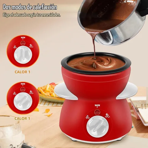Vista 3 de Mini olla para fundir chocolate, fuente de fondue de chocolate, máquina calentadora de 8.79 onzas para chocolate con leche, queso, mantequilla Rojo