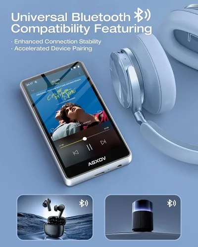 Vista 2 de Reproductor de MP3 de 144 GB con Bluetooth y WiFi, reproductores de MP3 y MP4 con pantalla táctil de 4.02 pulgadas y altavoz, reproductores