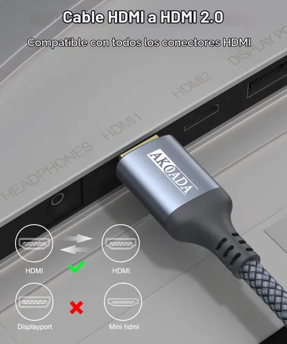 Vista 7 de AkoaDa Cable HDMI 4K de 15 pies, cable de juegos de alta velocidad 2.0 de 18 Gbps 4K a 60 Hz HDR, 2K, ARC 3D compatible con PS5/4, TV UHD