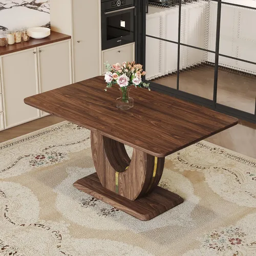 Vista 19 de JUFU Mesa de comedor de mármol sintético de 63 pulgadas para 4-6 personas, moderna mesa rectangular de cocina y comedor, mesa de MDF de aspecto