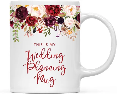 Vista 9 de Andaz Press Taza de té de cerámica para el día de la madre, regalo de 9.5 fl oz, otoño, marsala, flores burdeos, rosas, flores, tía, 1 paquete