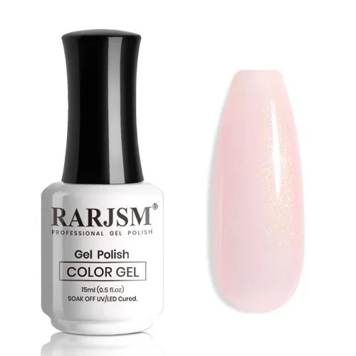 Vista 20 de RARJSM Esmalte de uñas en gel color albaricoque, dorado con brillantina, neutro, transparente, color nude, esmalte de gel para remojar para remojar