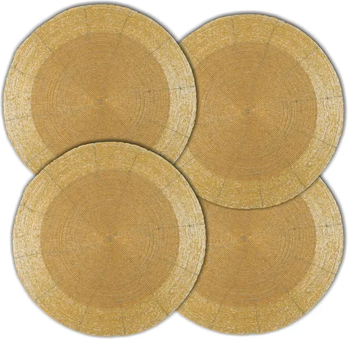 Vista 18 de Lightnpro - Juego de 4 manteles individuales redondos con cuentas negras, cargadores de mesa decorativos hechos a mano, elegantes manteles de mesa