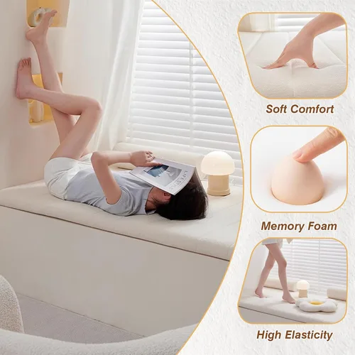 Vista 5 de Cojines de asiento de ventana personalizados para interiores,Cojín de ventana de forro polar anti arañazos de gato,Cojín impermeable